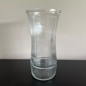 Hoosier Glass Vase Clear Ribbed Stripe 4088-B USA 8.5 Inch